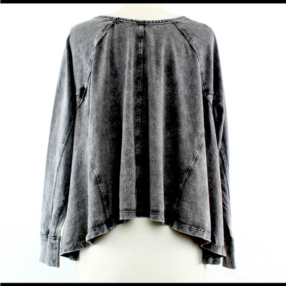 We The Free Black Acid Wash Dolman Sleeve Swing Shirt Top - Picture 7 of 9